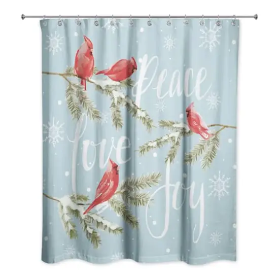 Peace Love Joy Cardinals Shower Curtain {3}