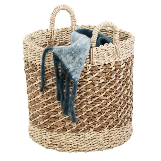 Honey Can Do Coastal Collection Nesting Tea Stained Woven Basket Set {8}