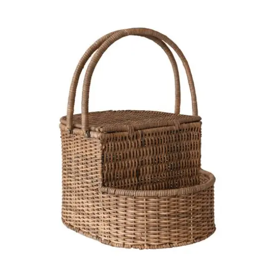 Hello Honey&reg; Natural Oval Wicker Picnic Basket with Open Side Compartment {3}