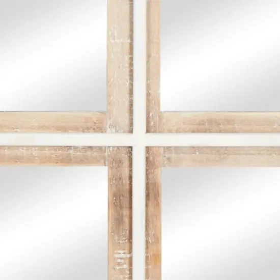 35" Brown Wood Rustic Wall Mirror {4}