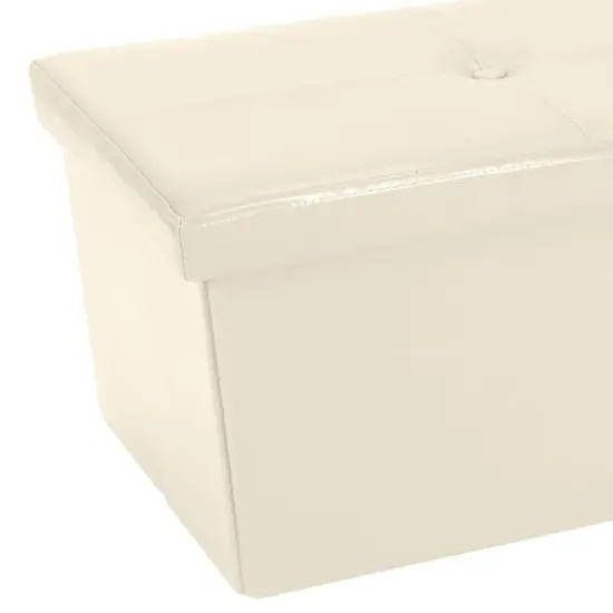 Simplify 44" Faux Leather Triple Folding Storage Ottoman Ivory {8}