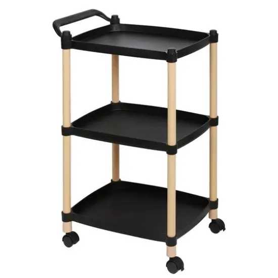 Black 3-Tier Utility Cart with Wheels {1}
