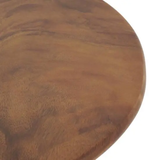 23.75" Brown Wood Handmade Coffee Table with Rounded Block Base {5}