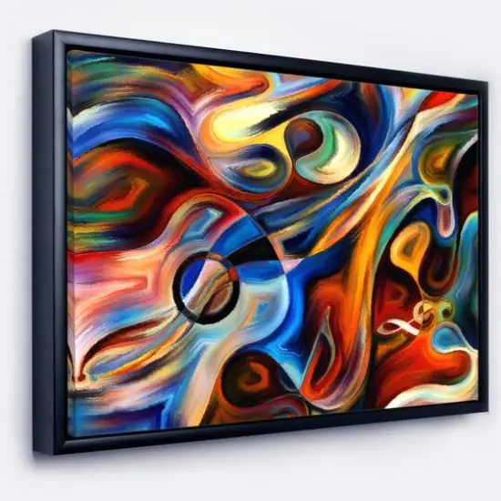 Designart - Abstract Music and Rhythm - Abstract Framed Canvas Art Print Black {2}