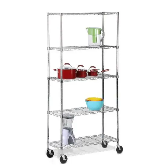 Honey Can Do 5-Tier Chrome Shelving Unit with Casters {1}