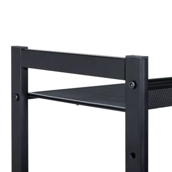 Organize It All 30" Wide Black 3 Tier Adjustable Mesh Shoe Rack {8}