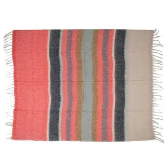 Hello Honey® Pink & Blue Striped Acrylic & Wool Throw Blanket {1}