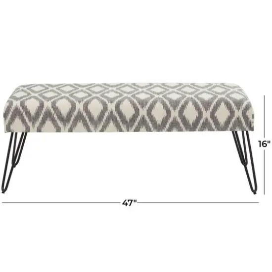 47" Gray Metal Diamond Bench with Metal Hairpin Legs {7}