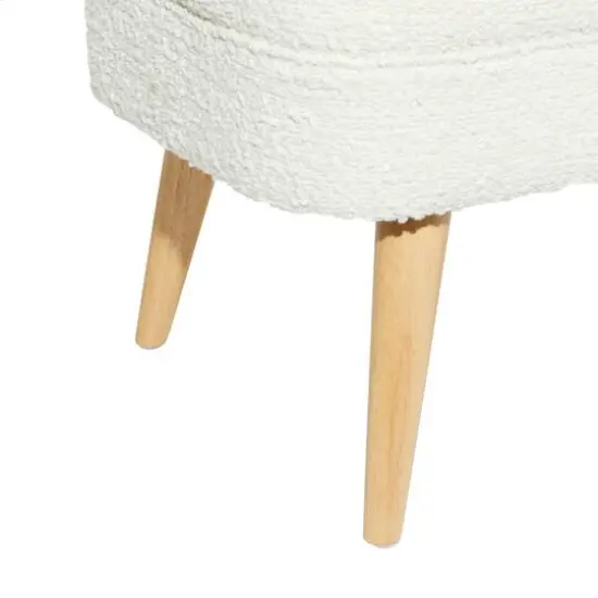 40" Contemporary Polyester & Wood Storage Bench White {8}