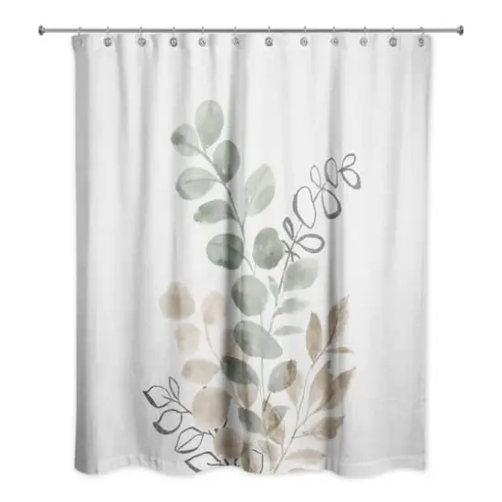 Sage Tan Leaves 71" x 74" Shower Curtain {3}