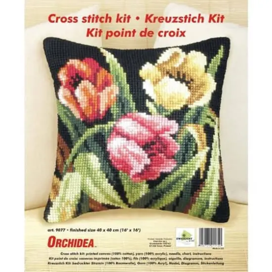 Orchidea Cushion Cross Stitch Kit Tumbling Tulips {3}