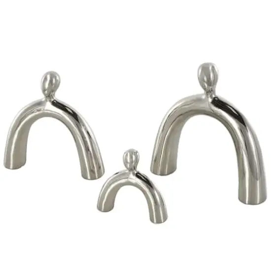 Abstract Arched Family Ceramic Sculpture Set Silver {1}