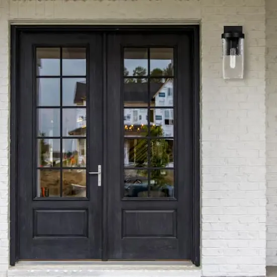 Hello Honey&reg; Aria Matte Black Cylindrical Textured Water Glass & Metal Wall Mounted Outdoor Light {4}