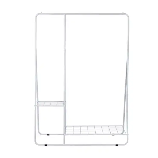 Honey Can Do White Clothing Rack with Shelves and Hanging Bar {10}