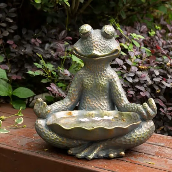 Glitzhome&reg; 14" Bronze Yoga Frog Statue {5}