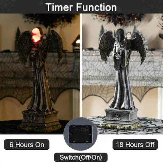 Glitzhome&reg; 24"H Lighted Halloween Grim Reaper Resin Porch Decor {7}