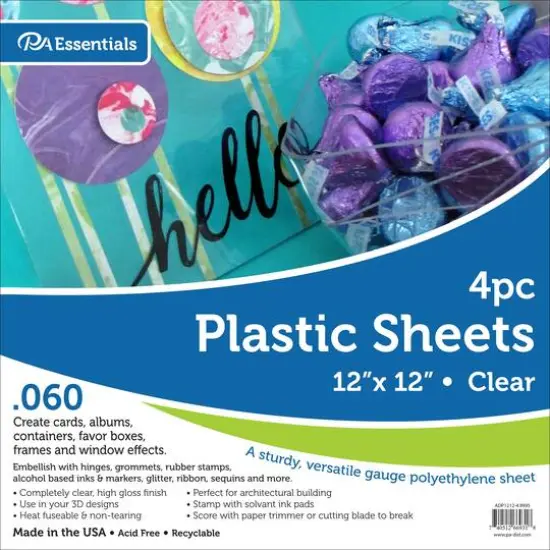 PA Paper&trade; Accents Clear 12" x 12" .060" Plastic Sheet, 4 Sheets {1}