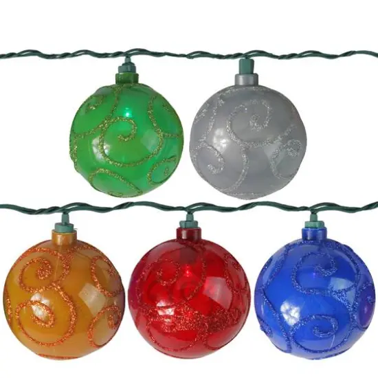 10ct. Multicolored Globe Patio Glitter Swirl String Lights {3}