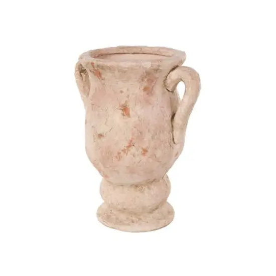 17" Pink Ceramic Antique Style Distressed Decorative Vase {9}