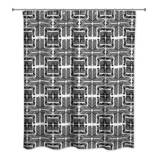 Shibori Squares Shower Curtain Black {3}