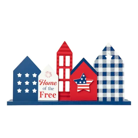 Glitzhome&reg; 16" Wooden Patriotic America House Table D&eacute;cor {1}