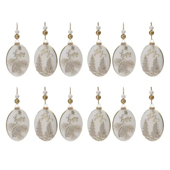 Hope & Joy Glittered Glass with Wood Beads Ornament Set {1}