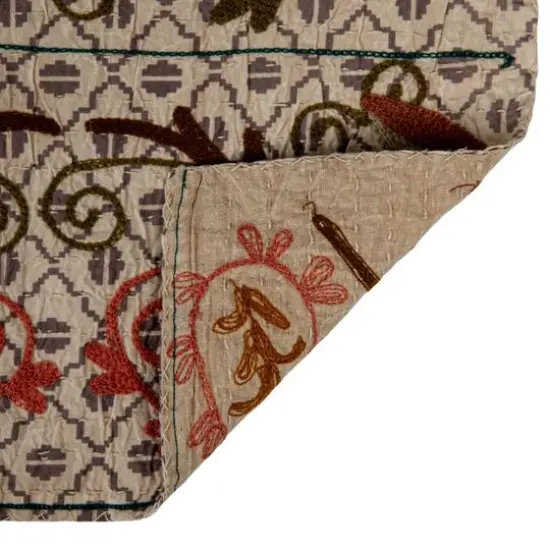 Hello Honey&reg; Red Multicolor Floral Stonewashed Printed Hand Embroidered Cotton Voile Throw {7}