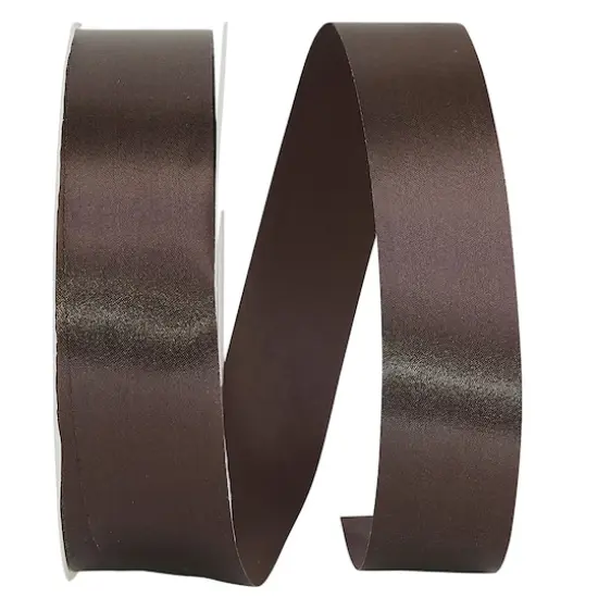 JAM Paper 3/8" x 100yd. Single Face Satin Allure Ribbon Brown {1}
