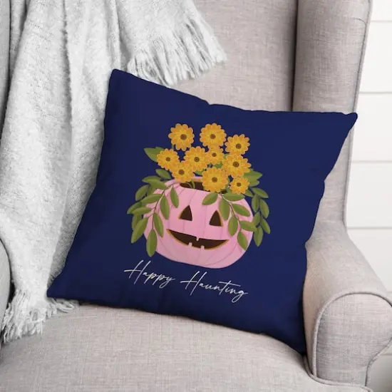 Floral Jack-O-Lantern Throw Pillow {3}