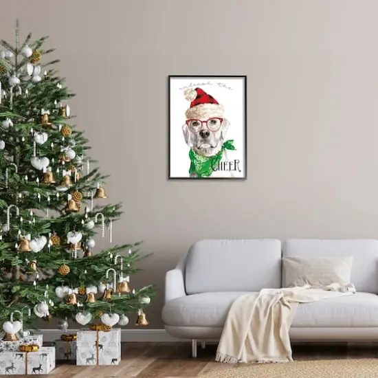 Stupell Industries Unleash The Cheer Holiday Dog Framed Giclee Art Black {3}
