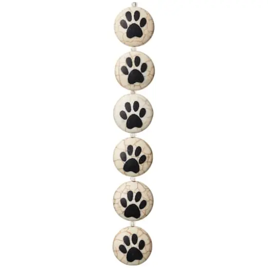Paw Print Reconstituted Quartzite Lentil Beads, 24mm by Bead Landing&trade; {4}