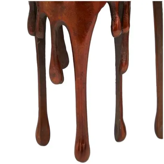 Copper Metal Pillar Candle Holder with Dripping Legs Set {4}