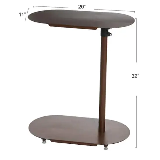 Hello Honey&reg; Modern Adjustable C-Shaped End Table Vintage Brown {8}