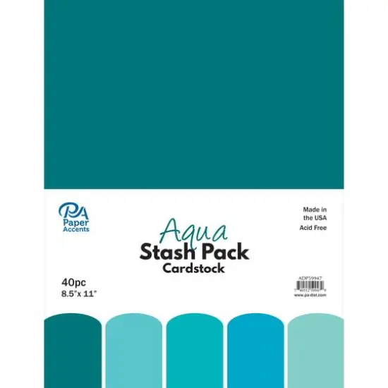 PA Paper&trade; Accents Aqua Stash Pack 8.5" x 11" Cardstock, 40 sheets {1}