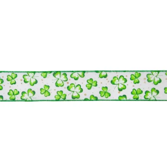 2.5" x 10yd. St. Patrick's Day Shamrock Wired Spring Craft Ribbon {1}