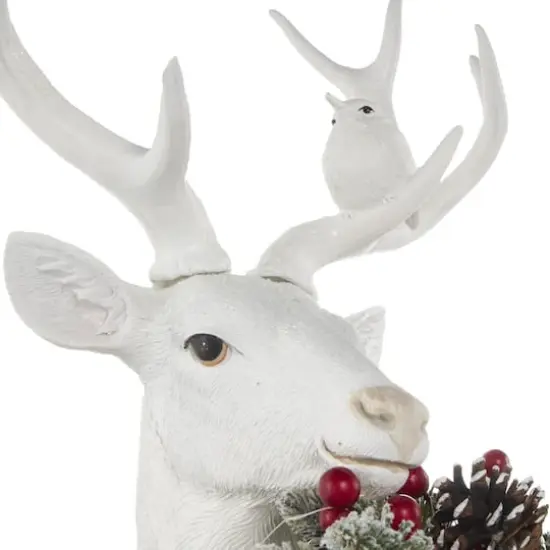 23" White Reindeer with Woodland Animals Sculpture {7}