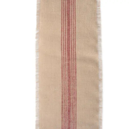 DII&reg; 72" Middle Stripe Burlap Table Runner Barn Red {5}