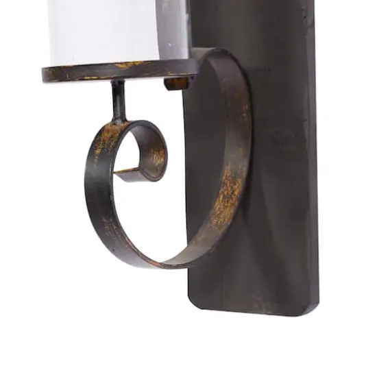 Black Iron Rustic Candle Wall Sconce, 36" x 8" x 5" {4}