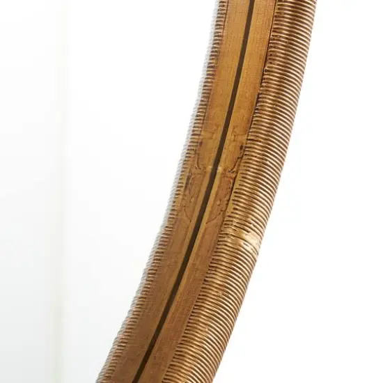 33" Brown Ribbed Wooden Wall Mirror {5}