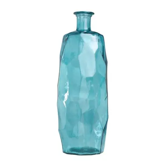 29" Teal Recycled Glass Tall Spanish Bottleneck Vase {5}