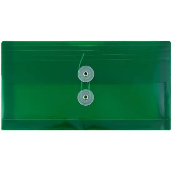 JAM Paper #10 Plastic Envelopes with Button & String Tie Closure, 12ct. Green {1}