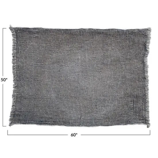 Hello Honey&reg; Natural & Navy 2-Sided Waffle Weave Throw Blanket {4}