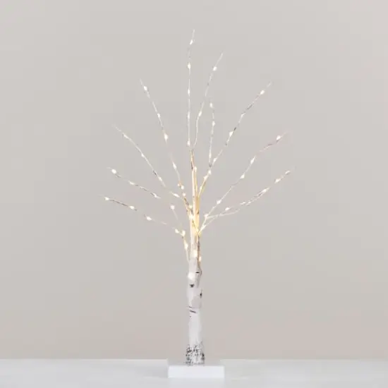 2ft. Pre-Lit White Birch Artificial Christmas Tree, Warm White LED Lights {8}
