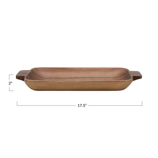 Hello Honey® 17.5" Hand-Carved Acacia Wood Tray with Handles {6}