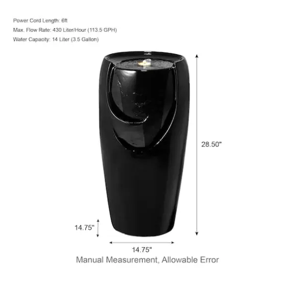 Glitzhome&reg; 29" Ceramic Pot Fountain Black {9}