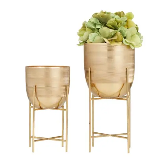 Gold Modern Planter, Set of 2" 6", 5" {3}