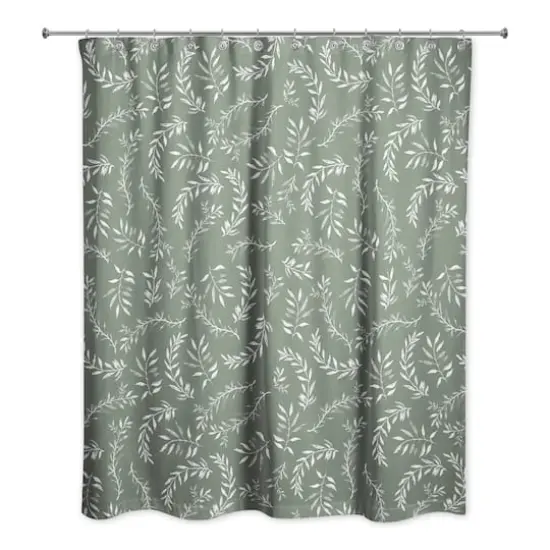 Swirly Leaves Shower Curtain Sage {2}