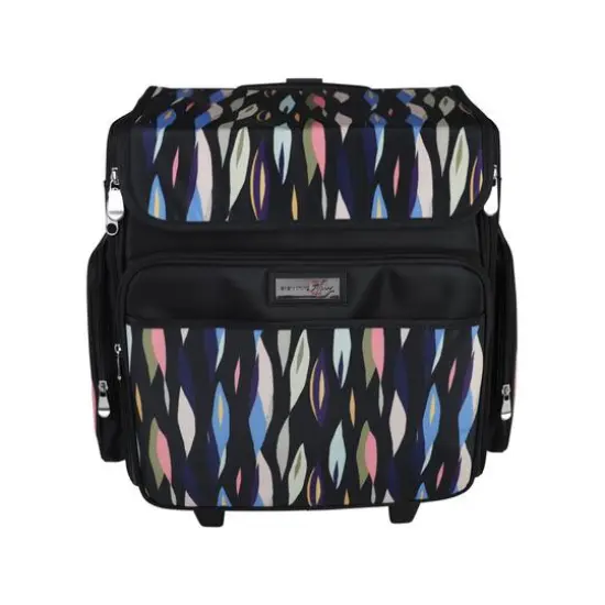 Everything Mary Black Abstract Stripes Rolling Craft Bag {5}