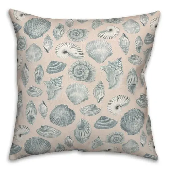 Blue Multicolor Shell Throw Pillow Blush {1}
