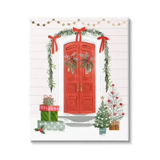 Stupell Industries Red Jolly Christmas Doorway Canvas Wall Art {1}